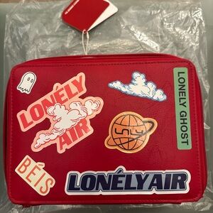 BÉIS The Cosmetic Case in Text Me Red w/ Lonely Ghost Collab Stickers